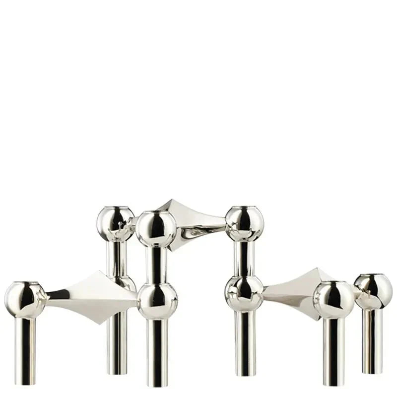 3-Piece Steel Atom Taper Holder Set – Modern Geometric Candlestick Display for Dining Tables, Shelves & Consoles | Thomler