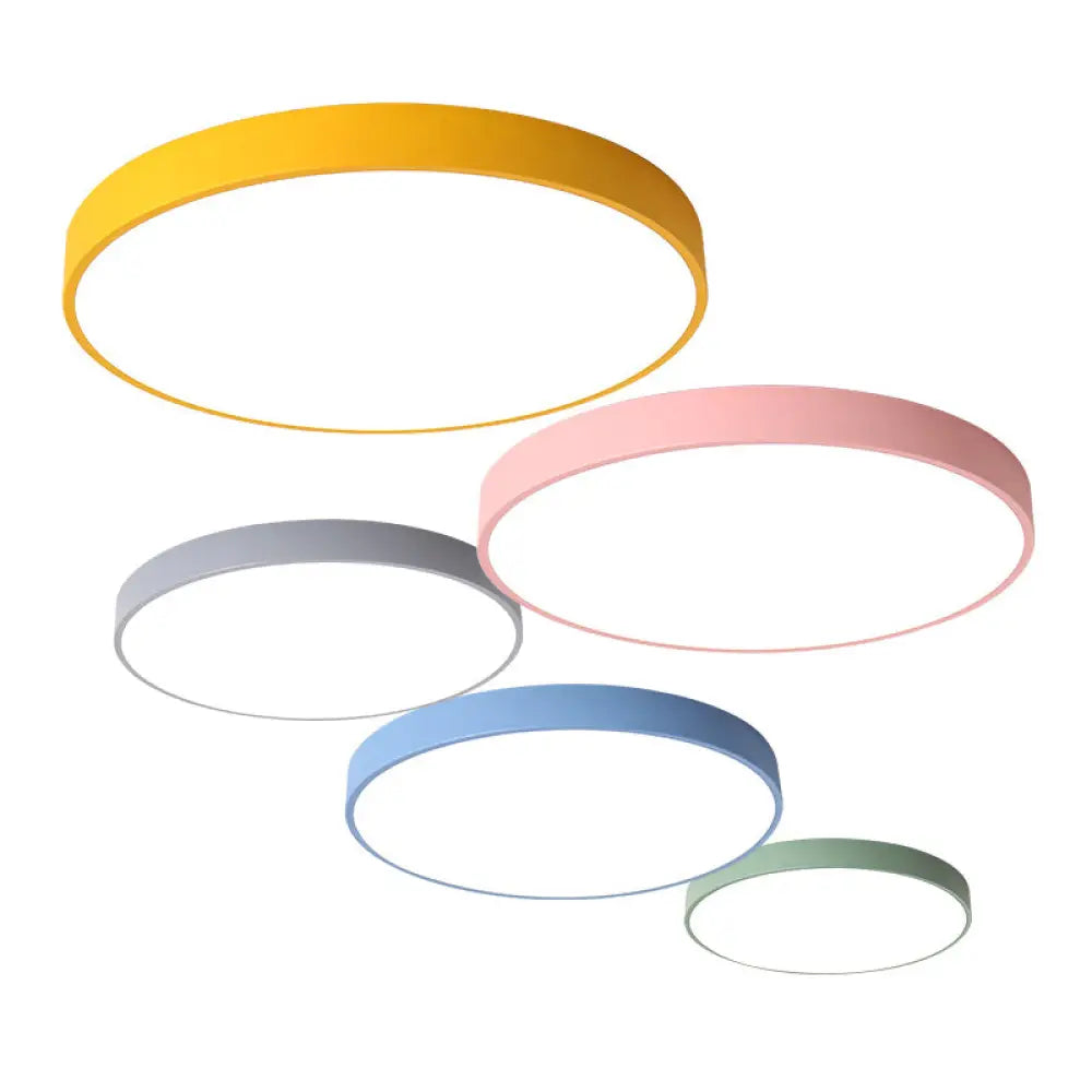 Kids LED Ceiling Light Flush Mount Round Acrylic Nursery Fixture Dimmable Remote Control for Bedroom Playroom 12-15.5 Inch | Thomler