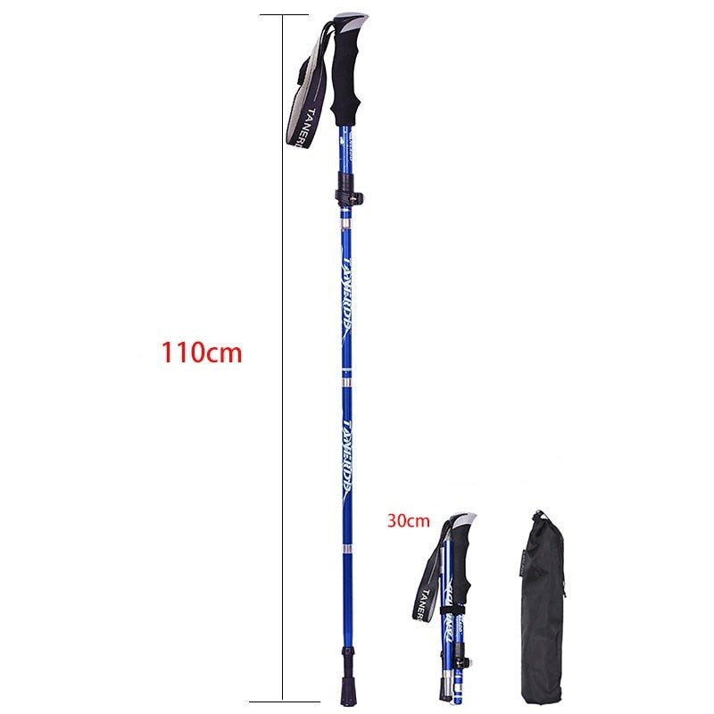 Walking Poles Alloy Adjustable 110.0–135.0 cm Hiking Trekking Foldable 35.0 cm Ergonomic Trail Support Sticks | Thomler