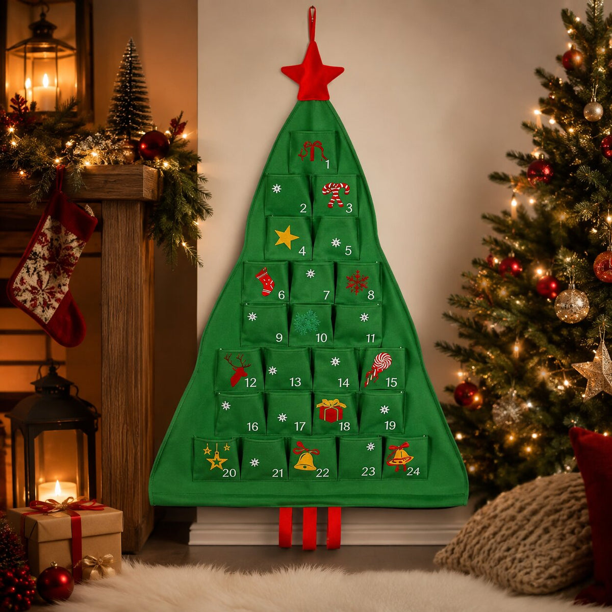Fill-Your-Own Countdown Calendar with 24 Pockets – Reusable Tree Design for Daily Holiday Surprises, Gifts & Treats | Thomler
