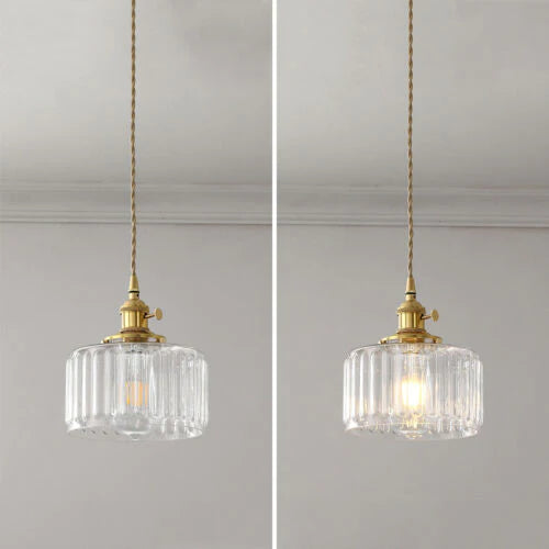 Glass Cylinder Hanging Light Fixture with Height-Adjustable Cord for Dining Room & Kitchen | Thomler