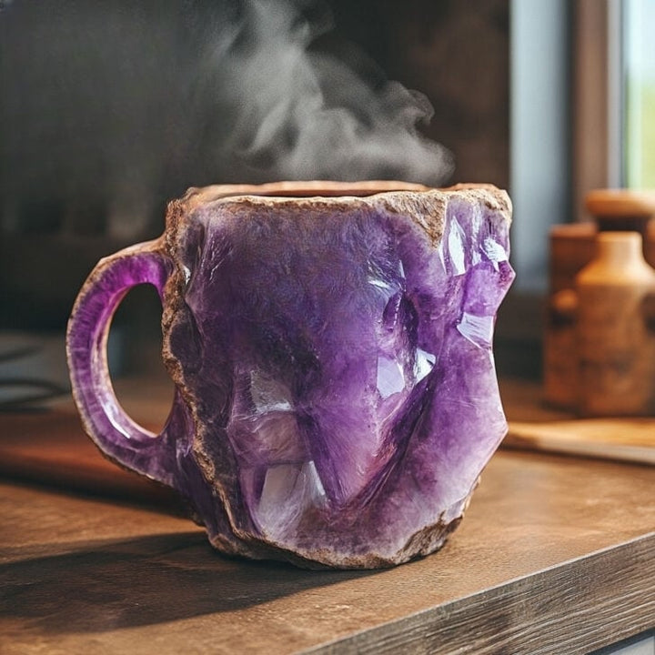 Insulated Crystal Coffee Mug with Natural Mineral Glaze - Handcrafted Artisan Cup for Hot & Cold Drinks - Microwave & Dishwasher Safe - 12 | Thomler
