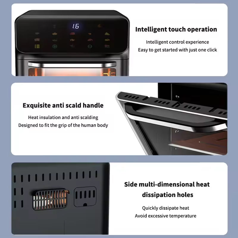 10-Quart Digital Air Fryer Oven with 18 Presets – Family-Size Countertop Cooker for Healthier Frying, Roasting & Baking | Thomler