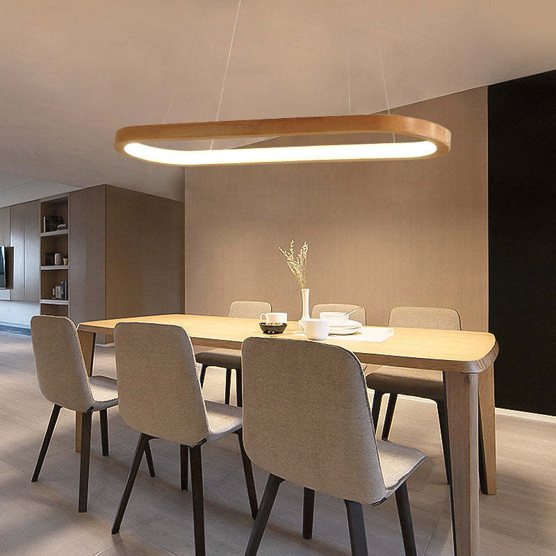 Hanging Ceiling Fixture with Natural Wood Finish & Acrylic Diffuser for Dining Rooms, Kitchen Islands & Living Spaces | Thomler