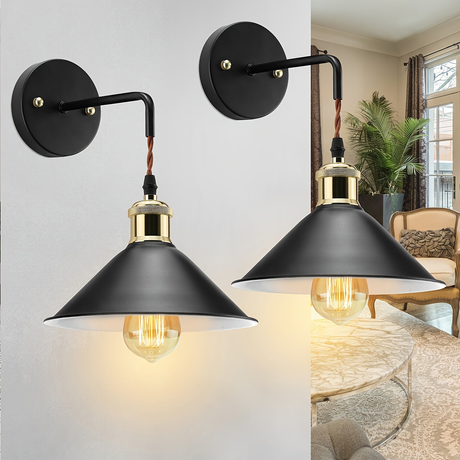 Industrial Wall Light Fixture – Oil-Rubbed Metal Accent Lamp for Bedroom, Living Room & Hallway – E26 Hardwired Sconce | Thomler