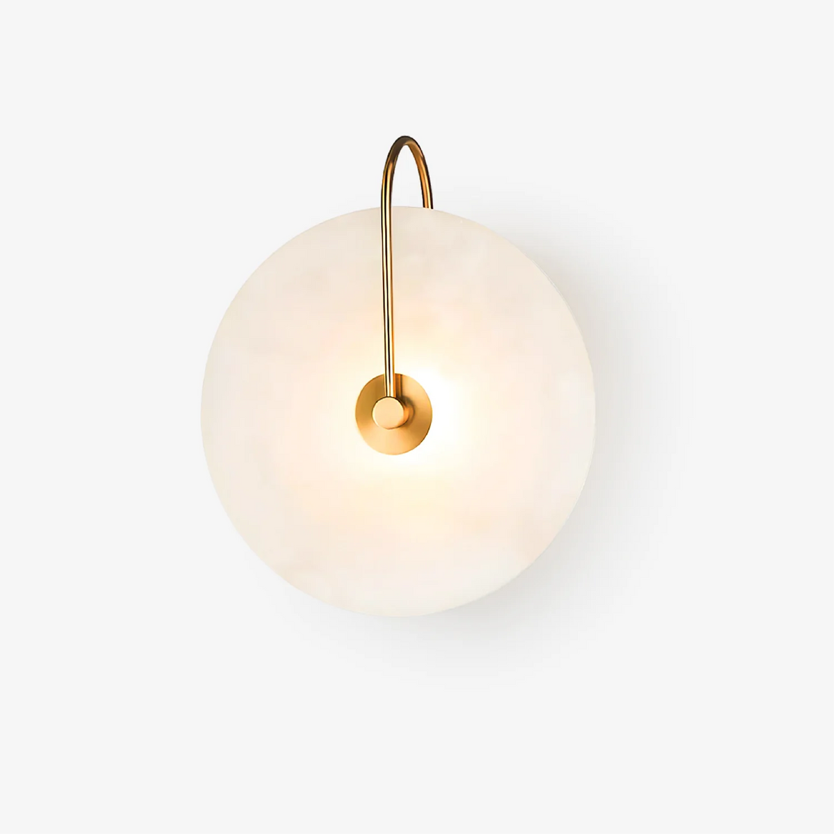 Natural Alabaster LED Wall Sconce – Stone Circle Light with Black or Gold Frame – Warm Glow Accent Lamp for Bedroom Hallway Living Room | Thomler