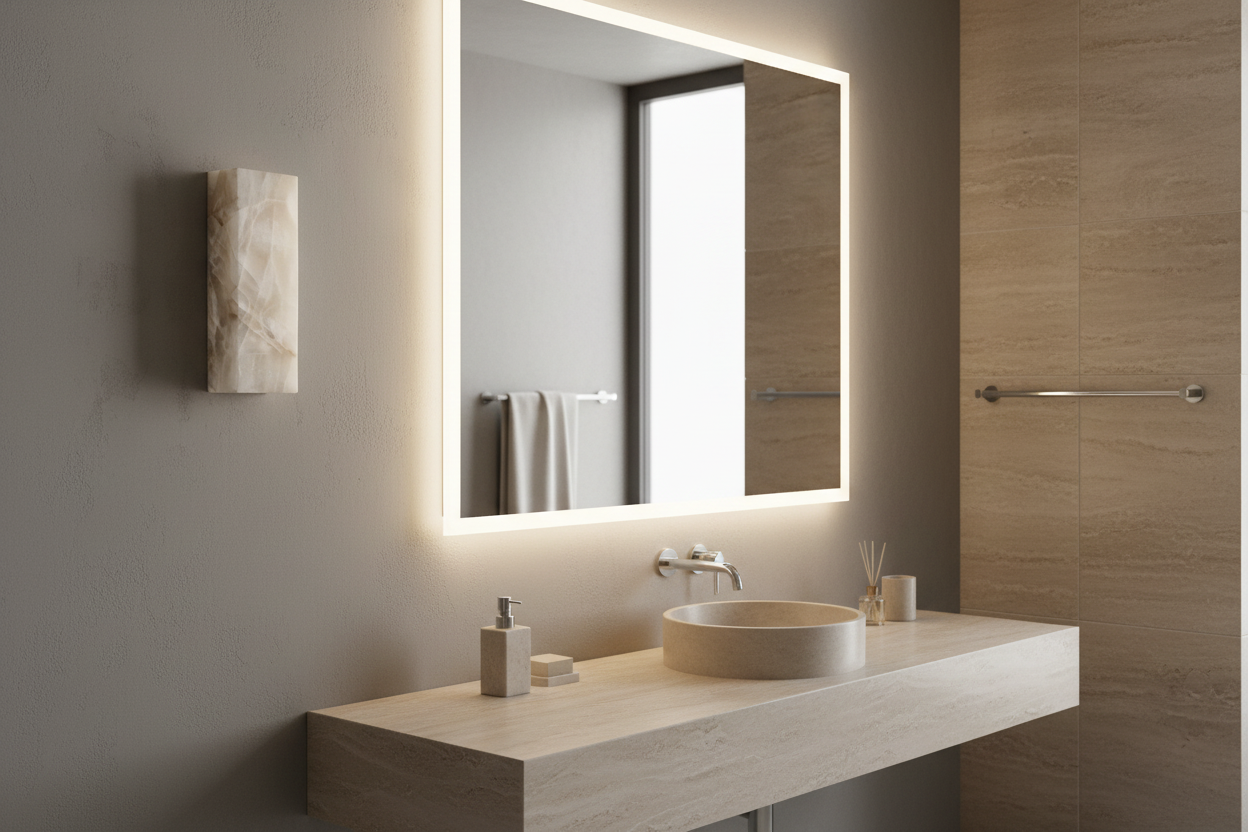 Wall Light Alabaster 17.7 in Brass Warm White Bathroom Hallway Waterproof Sconce Indoor Outdoor Lighting Fixture | Thomler
