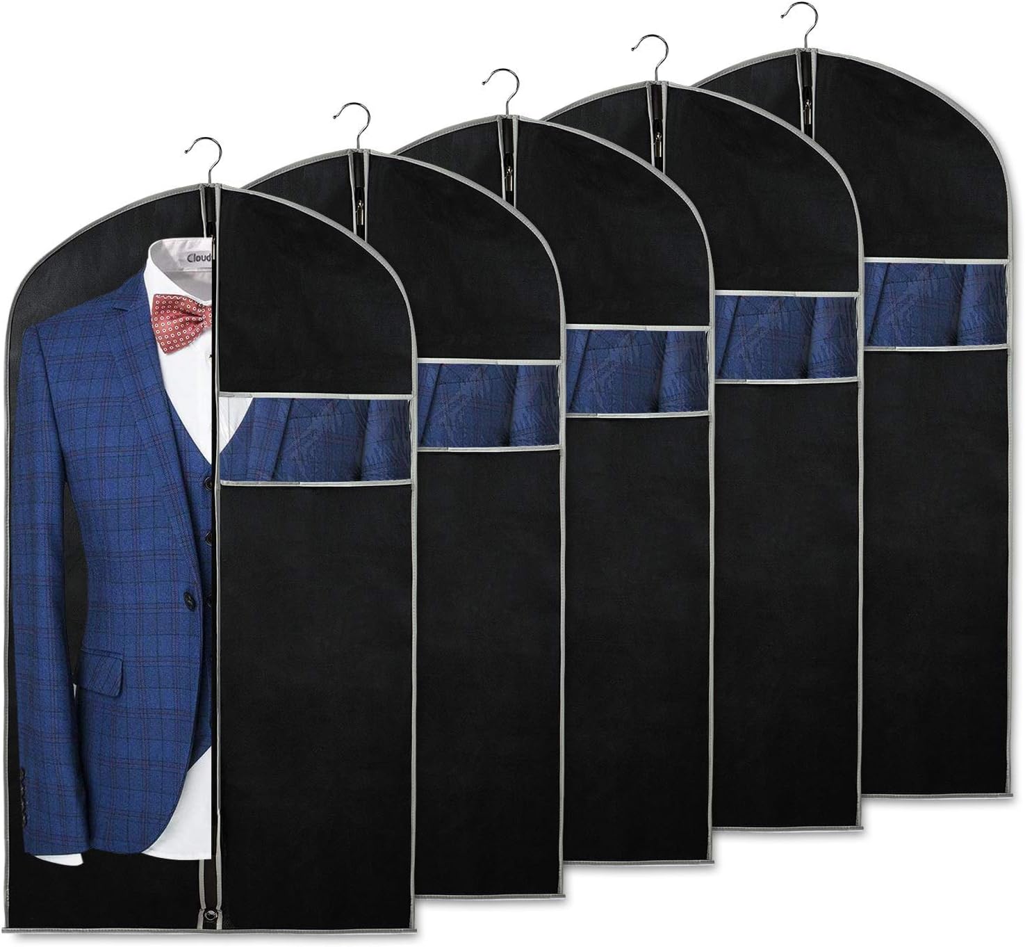 Suit and Dress Protector Bags with Clear Window Panel – Set of 10 Hanging Storage Covers – Zippered Wardrobe Organizers for Closet and Trave | Thomler