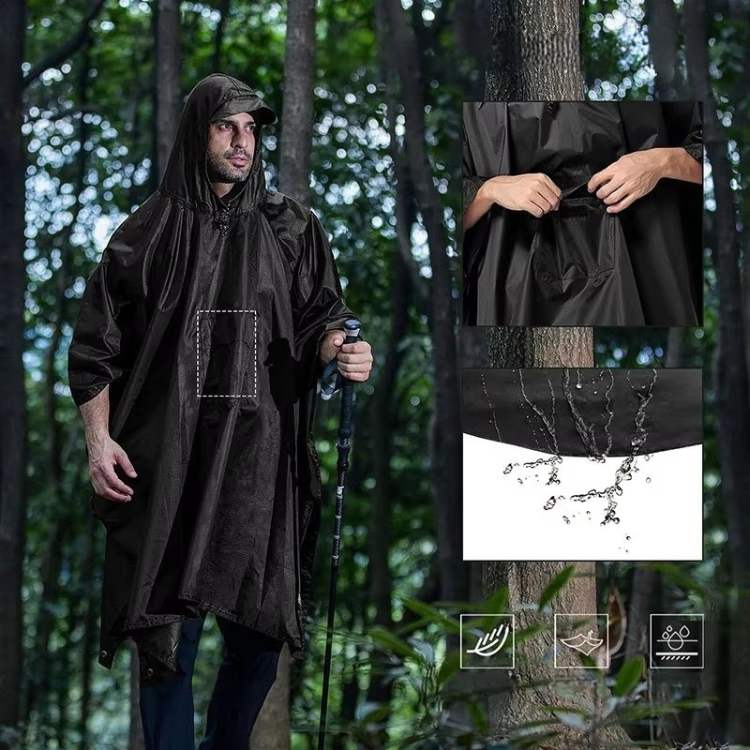 Packable Rain Poncho for Hiking, Camping & Emergency Outdoor Use - Lightweight Waterproof Cover with Hood - Fits Over Backpacks - One Size | Thomler