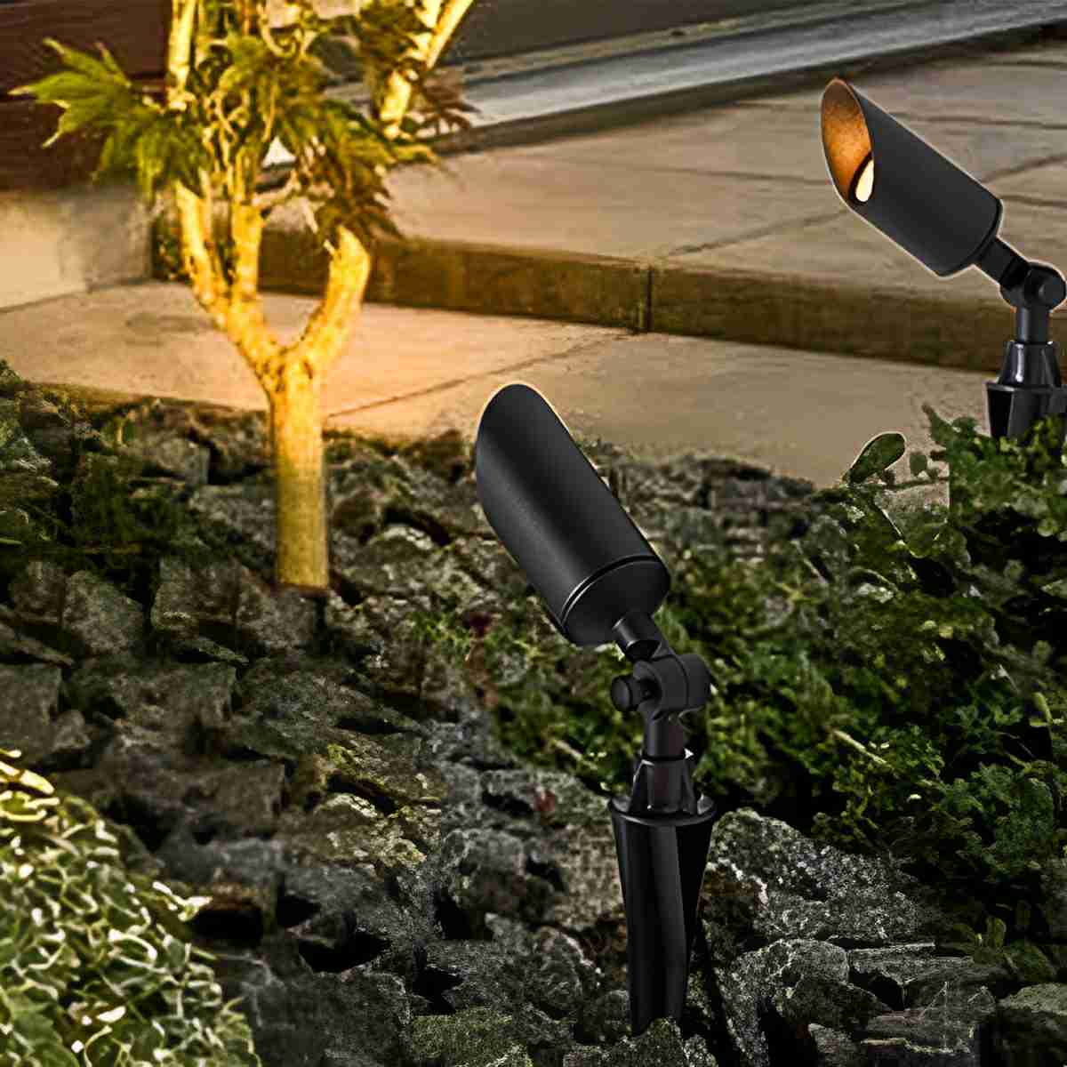 Garden Spotlight Aluminium 6.0 cm Black Outdoor Path Patio LED Landscape Light IP65 Waterproof Solar Wired | Thomler