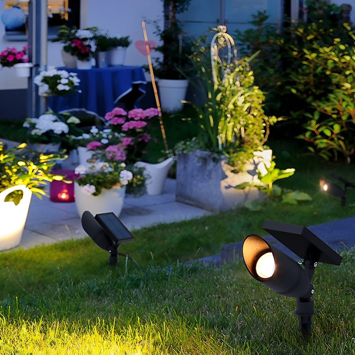 Garden Spotlight Aluminium 6.0 cm Black Outdoor Path Patio LED Landscape Light IP65 Waterproof Solar Wired | Thomler