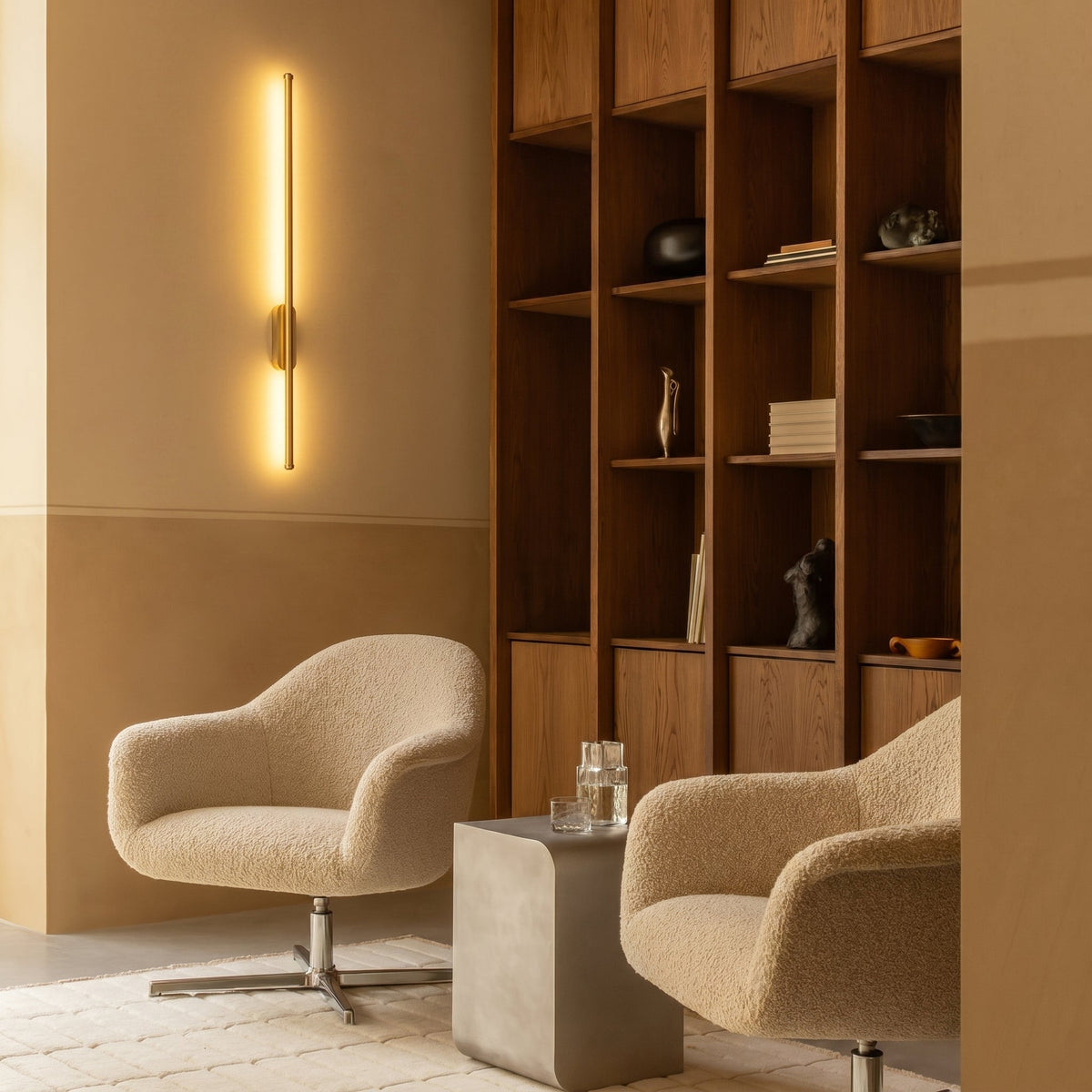 Modern Linear LED Wall Light 3000K Warm White Brushed Metal Sconce for Living Room Hallway Entry Bedroom Corridor Accent Lighting | Thomler