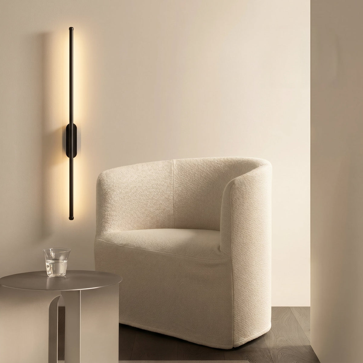 Modern Linear LED Wall Light 3000K Warm White Brushed Metal Sconce for Living Room Hallway Entry Bedroom Corridor Accent Lighting | Thomler