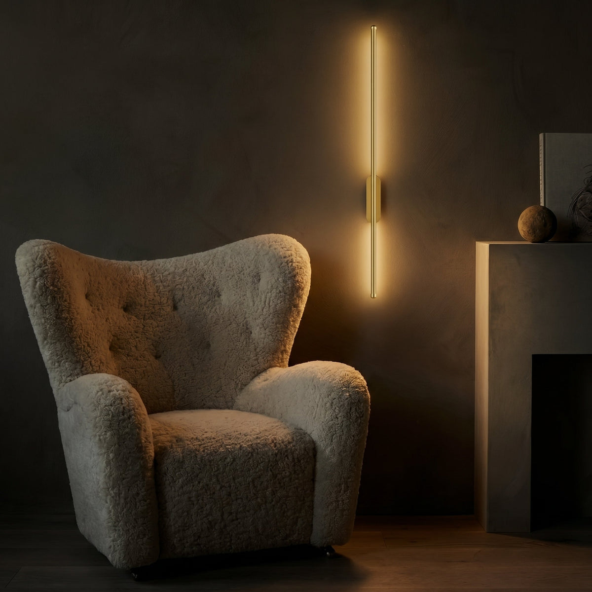 Modern Linear LED Wall Light 3000K Warm White Brushed Metal Sconce for Living Room Hallway Entry Bedroom Corridor Accent Lighting | Thomler