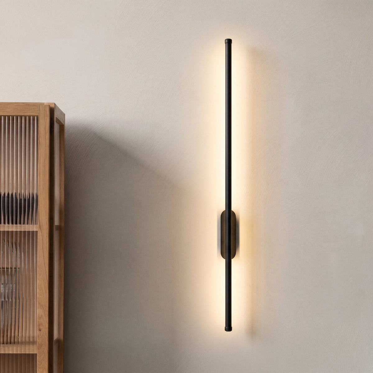 Modern Linear LED Wall Light 3000K Warm White Brushed Metal Sconce for Living Room Hallway Entry Bedroom Corridor Accent Lighting | Thomler