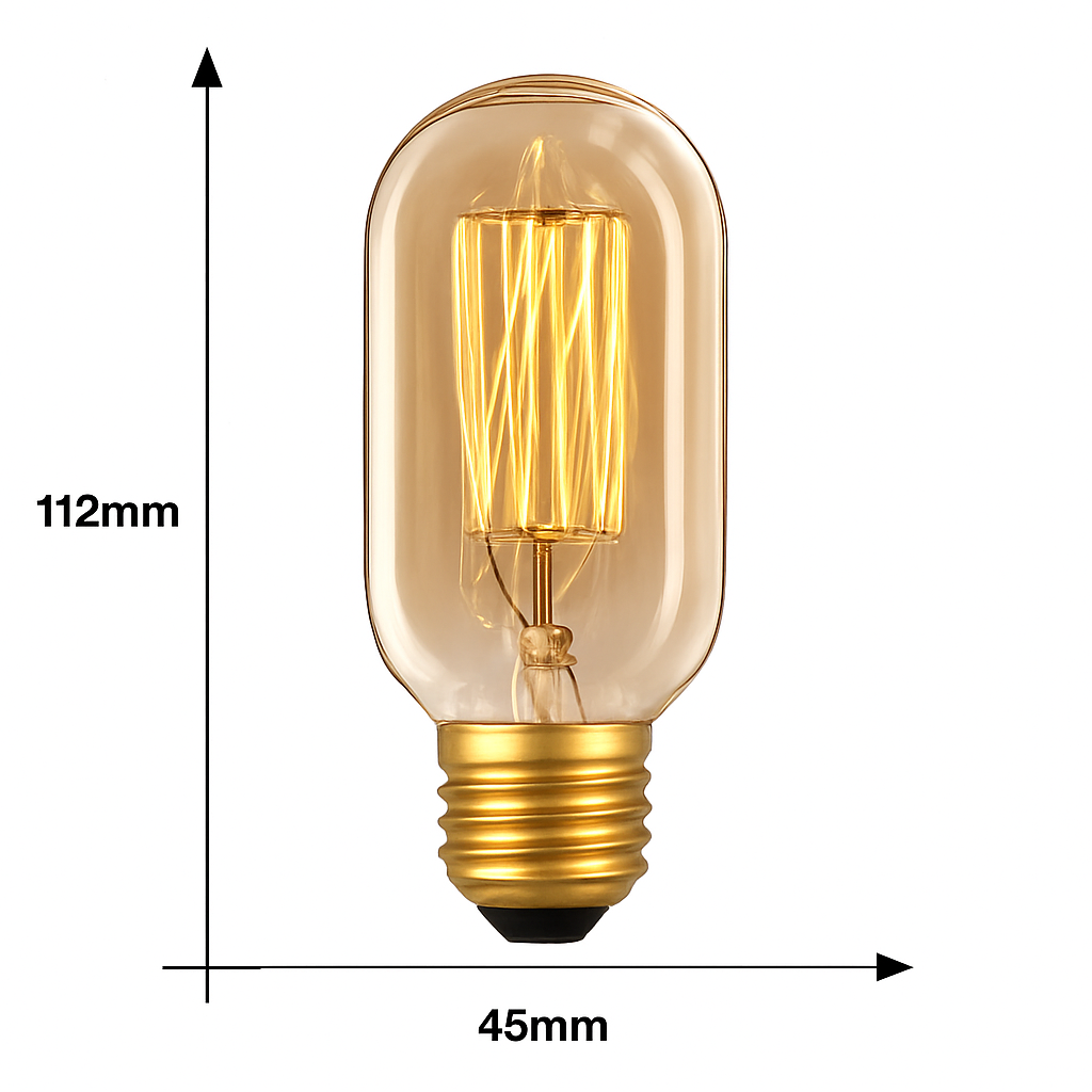 Bulb Glass Tubular E27 40W Amber Vintage Filament Living Room Pendant Light Industrial Decorative Lamp | Thomler