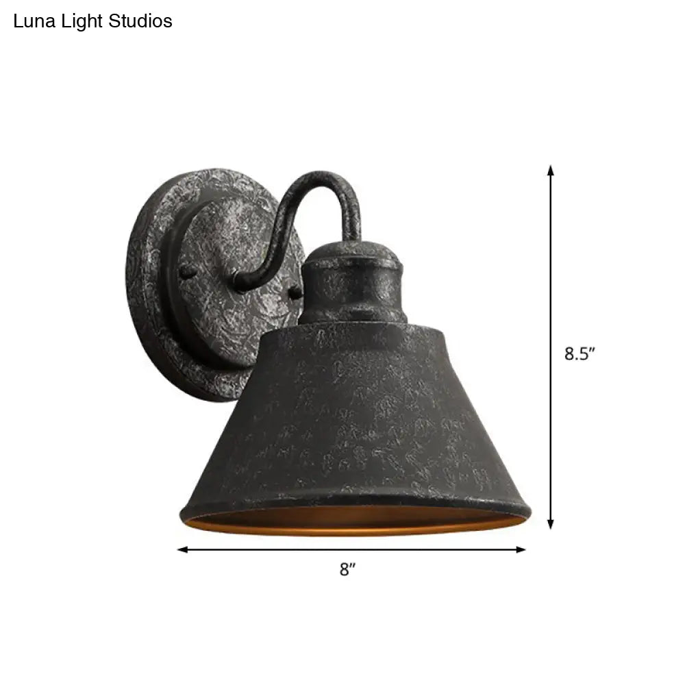 Metal Cone Wall Sconce Antique Silver Finish Hardwired Single Light Fixture Industrial Style for Bedroom Living Room Hallway Entryway | Thomler