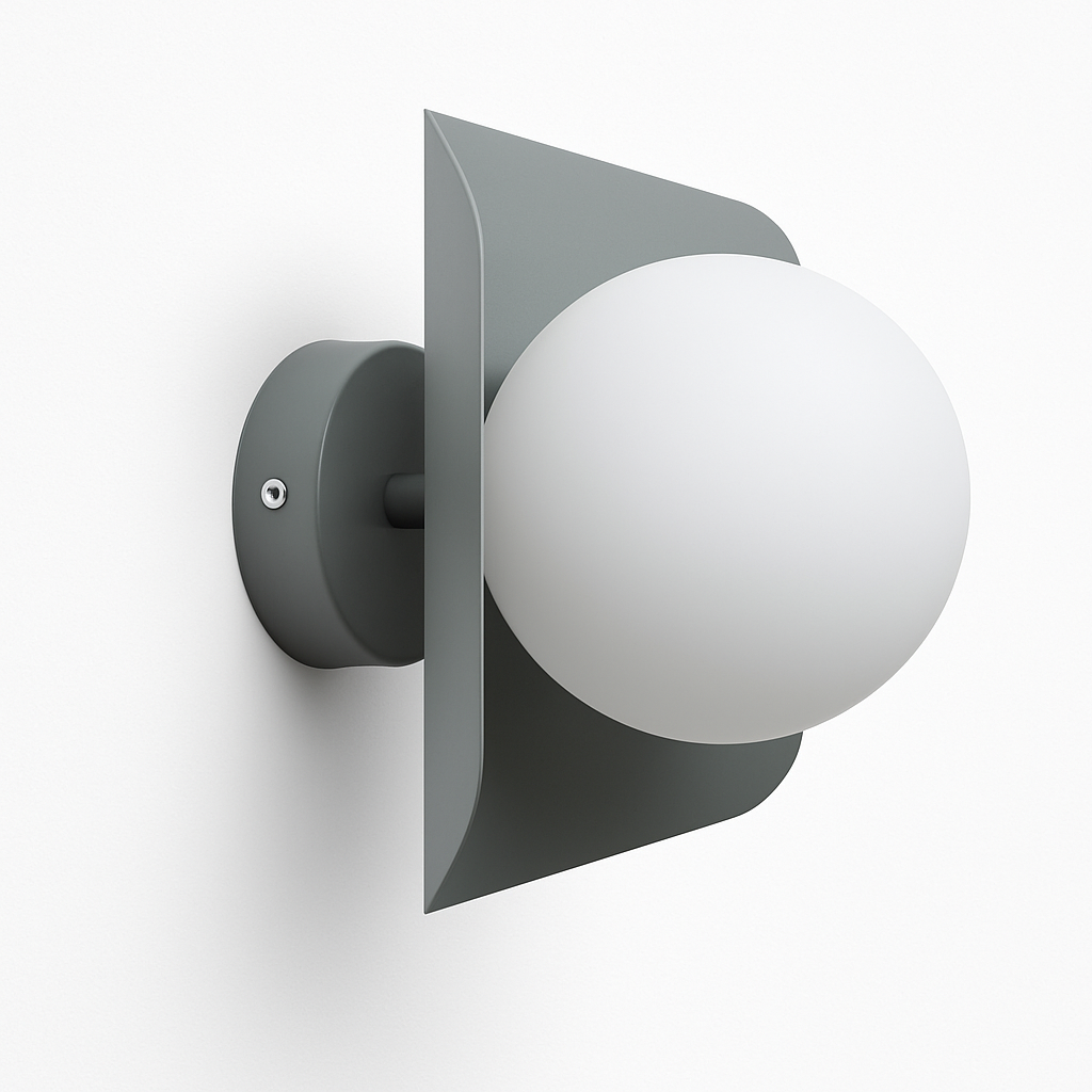 Modern Wall Sconce with White Glass Globe – Metal Frame LED Light for Bedroom, Living Room, Hallway & Dining | Minimalist Wall Mount Fixture | Thomler