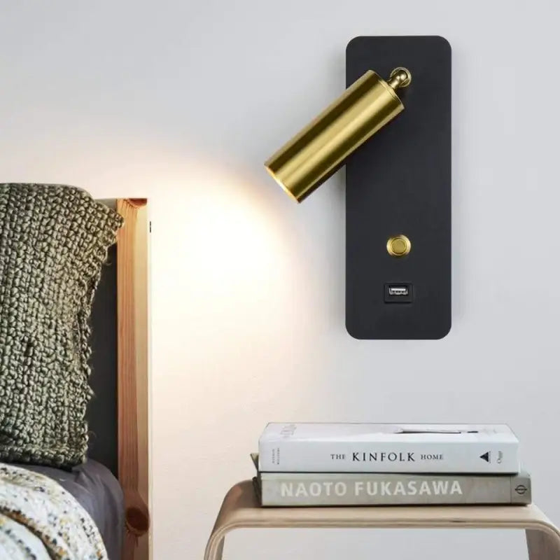 Wall Lamp Aluminium 8.0 x 23.0 cm Gold Bedroom Bedside Reading Light Warm White G4 LED Modern Accent Lighting | Thomler