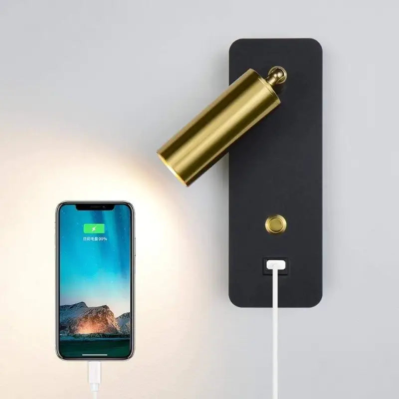 Wall Lamp Aluminium 8.0 x 23.0 cm Gold Bedroom Bedside Reading Light Warm White G4 LED Modern Accent Lighting | Thomler