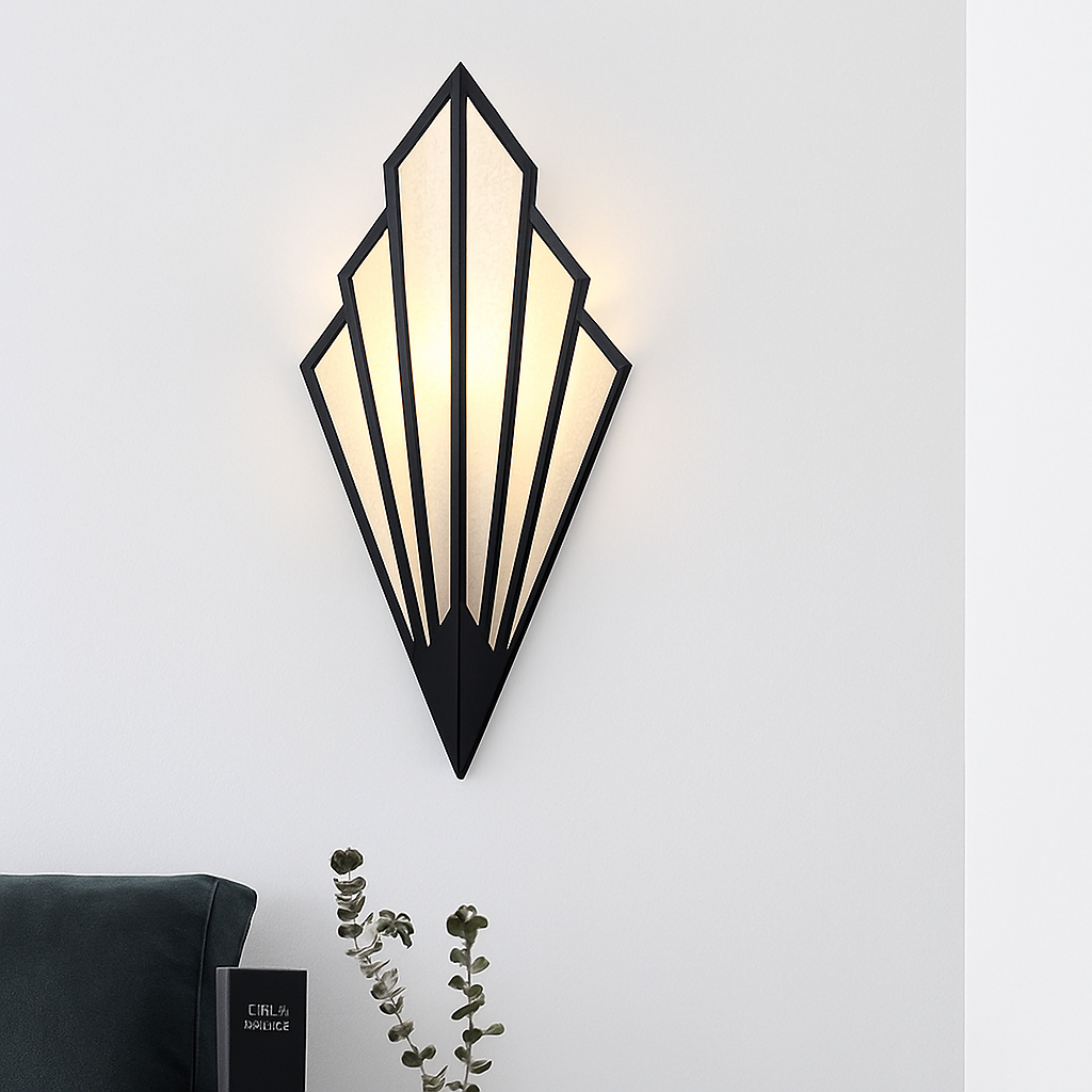 Modern Geometric Triangle Wall Sconce in Painted Metal with Up & Down LED Light for Bedroom, Hallway & Living Room | Thomler
