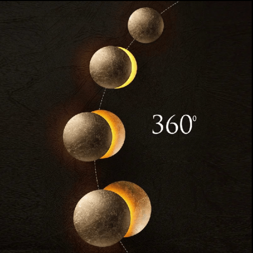 Wandlamp Zonsverduistering Draaibaar Metaal Goud Art Deco LED | Sansoti