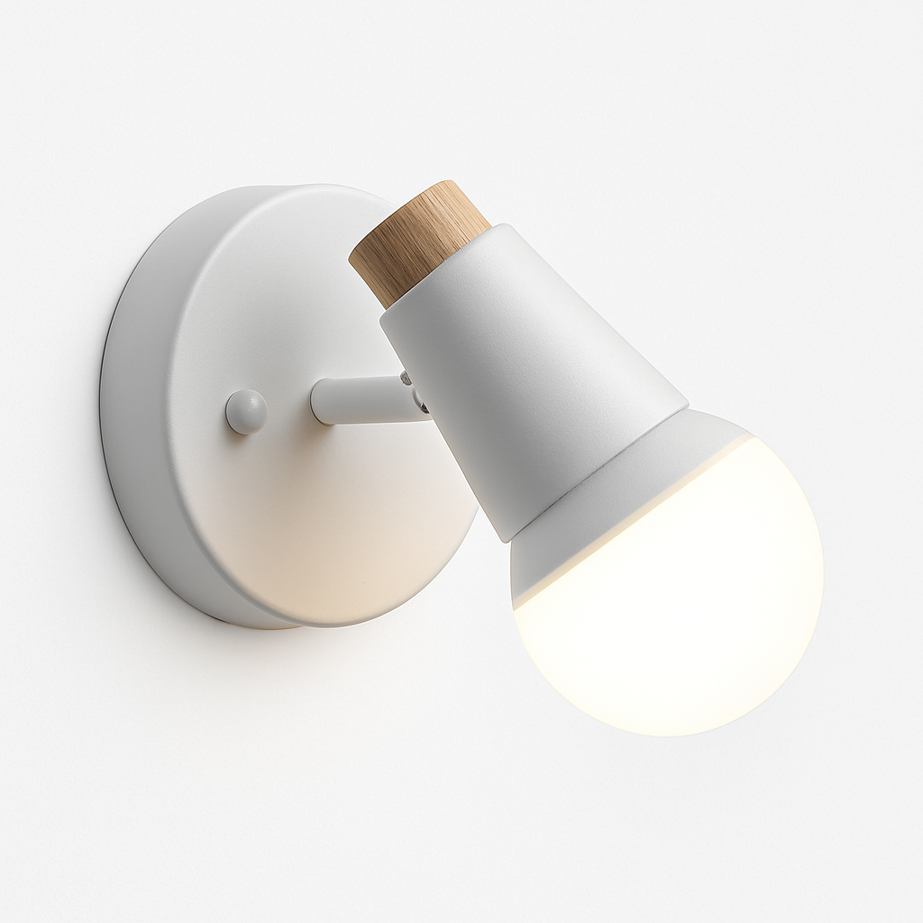 Wall Lamp Metal Wood E27 19.0 cm White Bedroom Hallway Scandinavian Antler Reading Light | Thomler