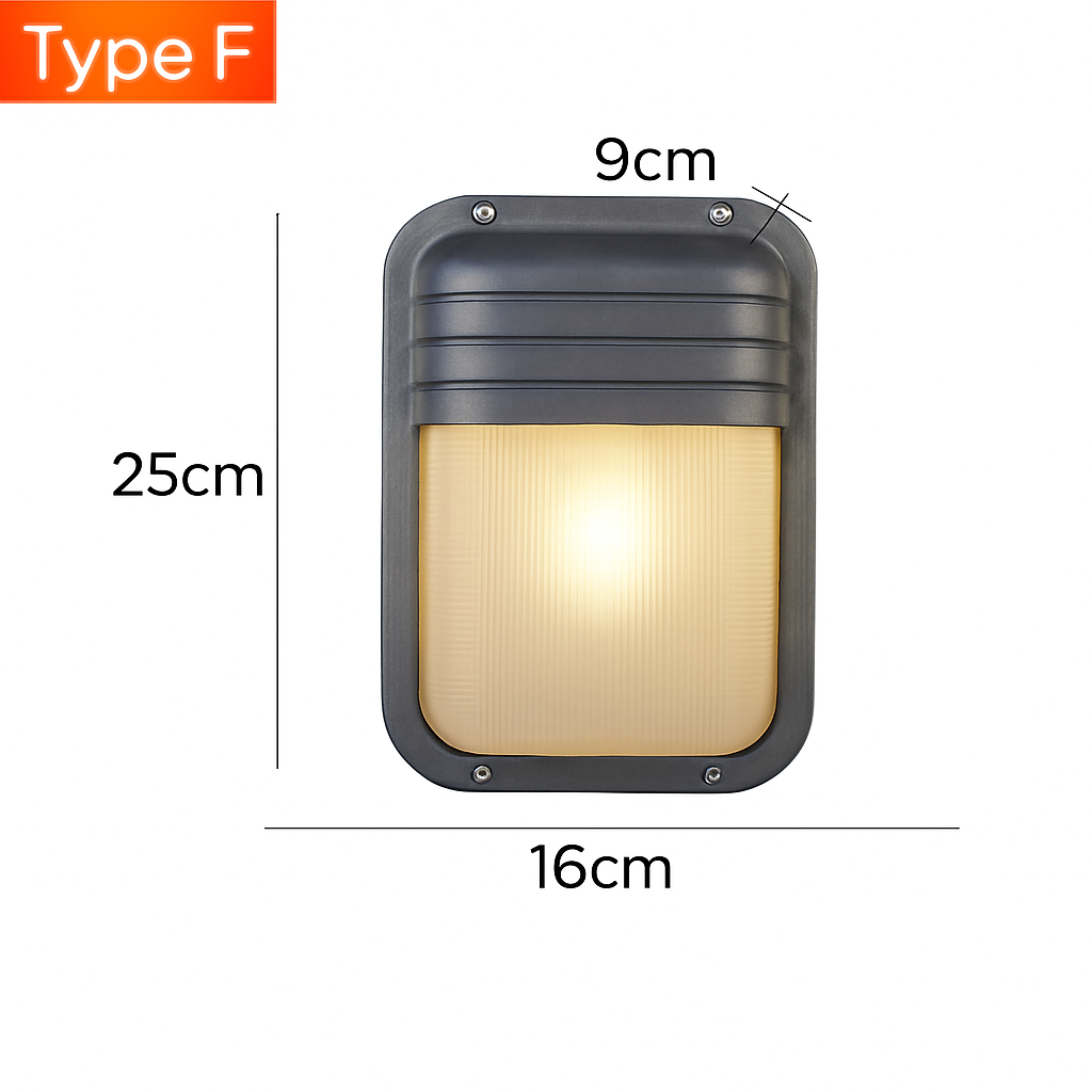 Wall Lamp Aluminium Frosted Glass E27 12W Silver Outdoor Garden Facade Waterproof Industrial Lighting | Thomler