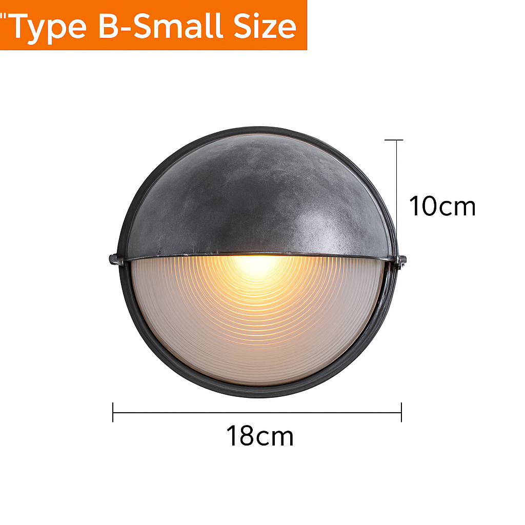 Wall Lamp Aluminium Frosted Glass E27 12W Silver Outdoor Garden Facade Waterproof Industrial Lighting | Thomler