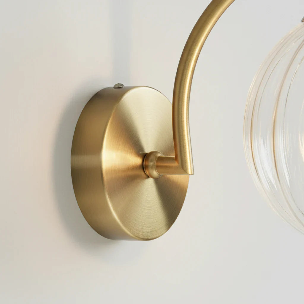 Wall Lamp Glass Globe 22.7 cm Gold Bedroom Hallway Smoked Glass Accent Lighting Art Deco Modern Reading Light | Thomler