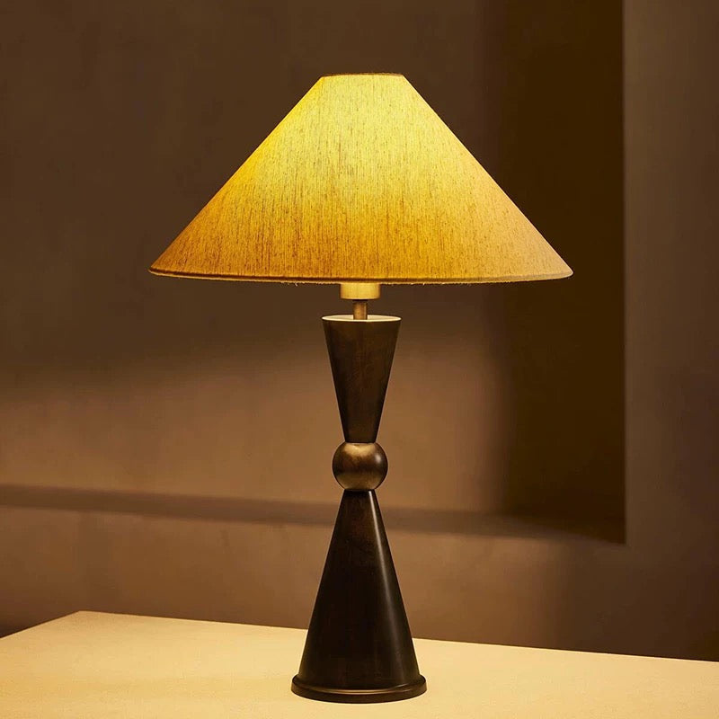 Table Lamp Iron 21.7 in Bronze Linen Shade Bedroom Living Room Decorative Lighting Art Deco Modern Bedside Accent Light | Thomler