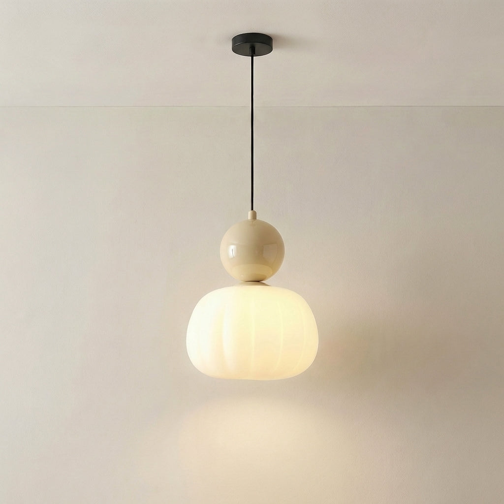 Geometric Art Deco Pendant Light with Warm LED Glow for Dining Room & Kitchen Island – Ribbed Acrylic Shade, Iron Frame, Adjustable Cord | Thomler