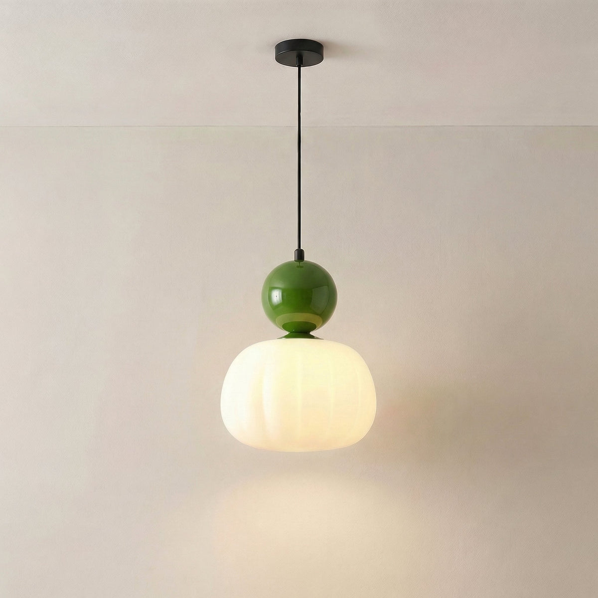 Geometric Art Deco Pendant Light with Warm LED Glow for Dining Room & Kitchen Island – Ribbed Acrylic Shade, Iron Frame, Adjustable Cord | Thomler