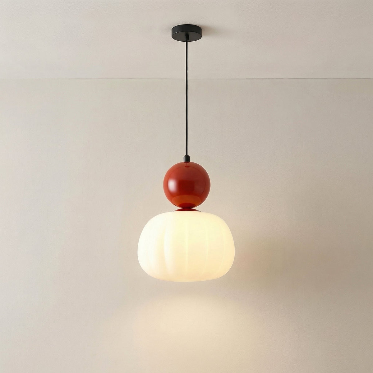 Geometric Art Deco Pendant Light with Warm LED Glow for Dining Room & Kitchen Island – Ribbed Acrylic Shade, Iron Frame, Adjustable Cord | Thomler