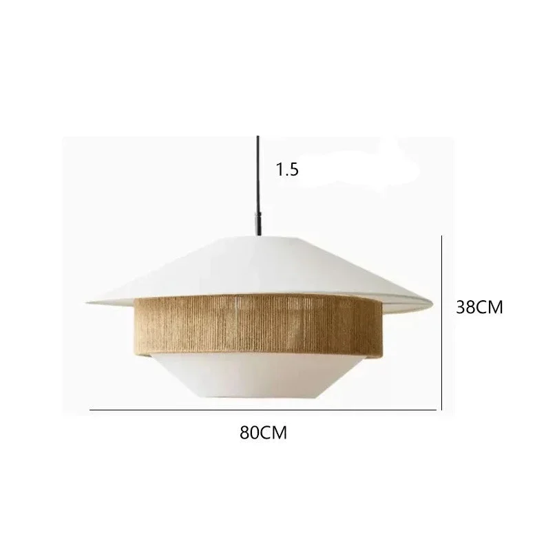 Pendant Light Organic Cotton 20 in Brown Hanging Dining Room Bedroom Wicker Style Ceiling Lamp Japandi Minimalist Decor | Thomler