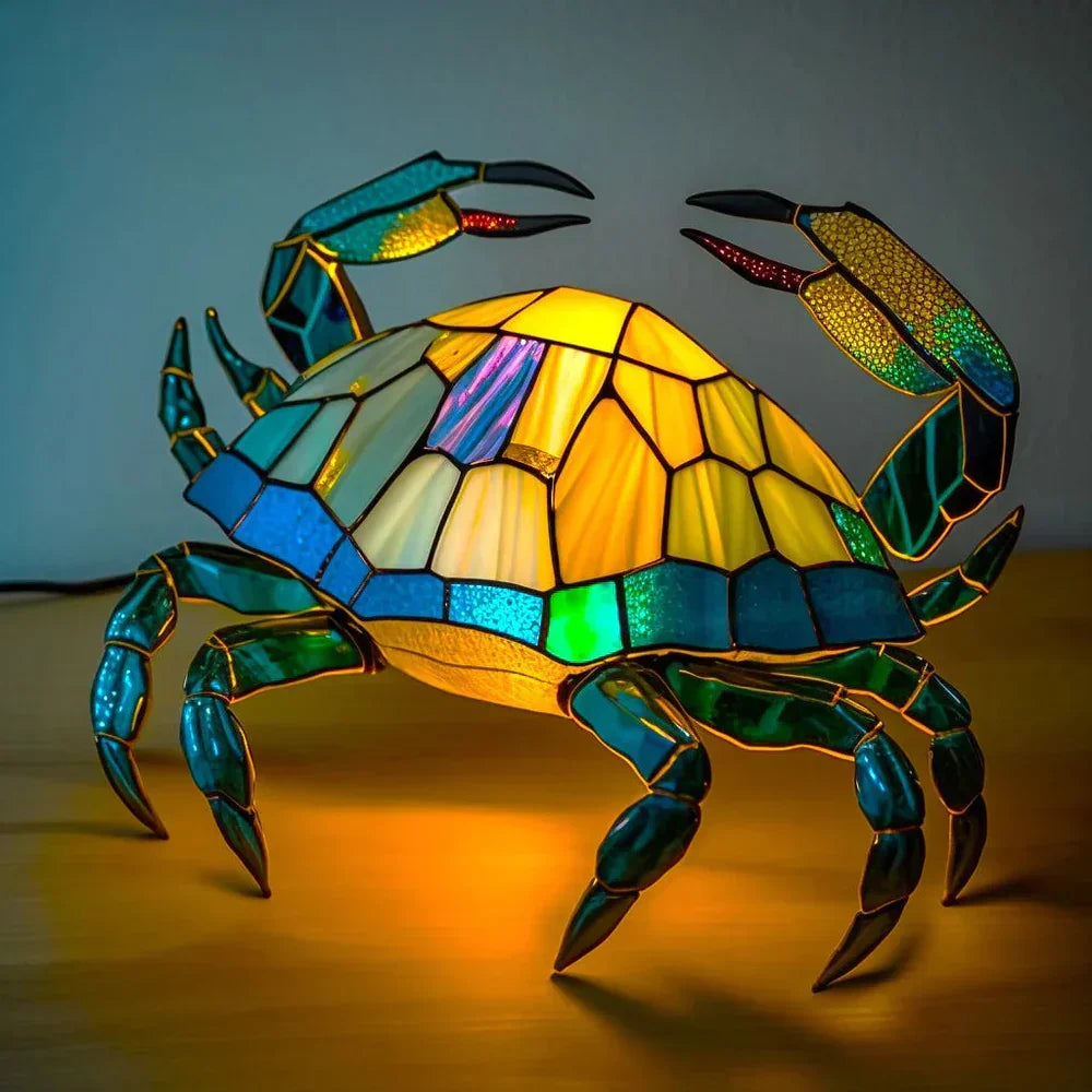 Stained Glass Wildlife Table Lamp Decorative Animal Accent Light Handcrafted Style Illumination for Bedroom Nightstand Living Room Desk | Thomler