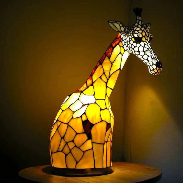 Stained Glass Wildlife Table Lamp Decorative Animal Accent Light Handcrafted Style Illumination for Bedroom Nightstand Living Room Desk | Thomler