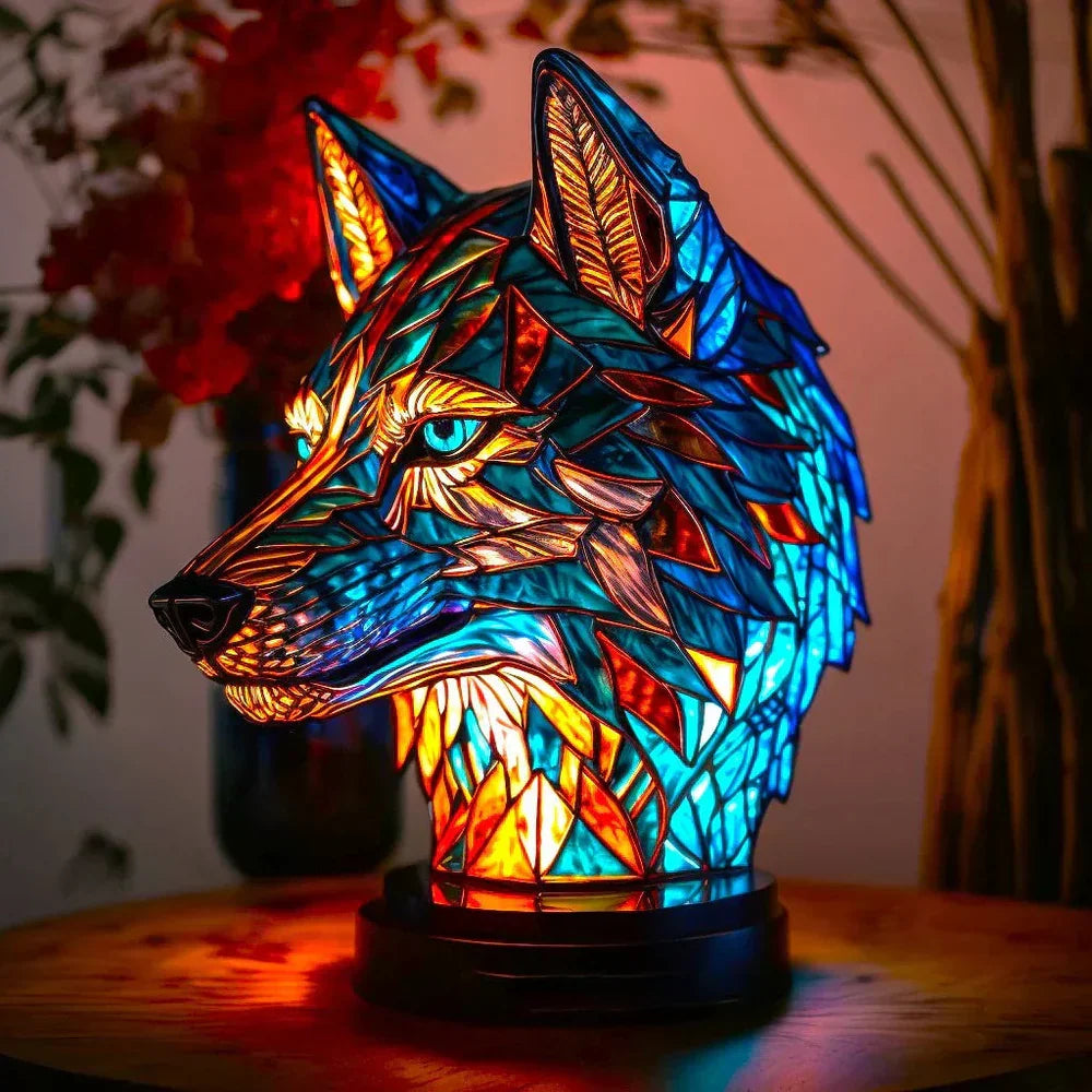 Stained Glass Wildlife Table Lamp Decorative Animal Accent Light Handcrafted Style Illumination for Bedroom Nightstand Living Room Desk | Thomler