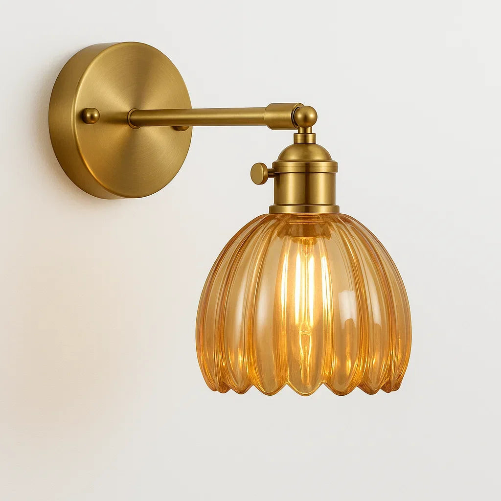 Tulip Glass Wall Sconce | Vintage Flower Shade Light Fixture for Bedroom, Living Room & Hallway | E27 Socket | Thomler