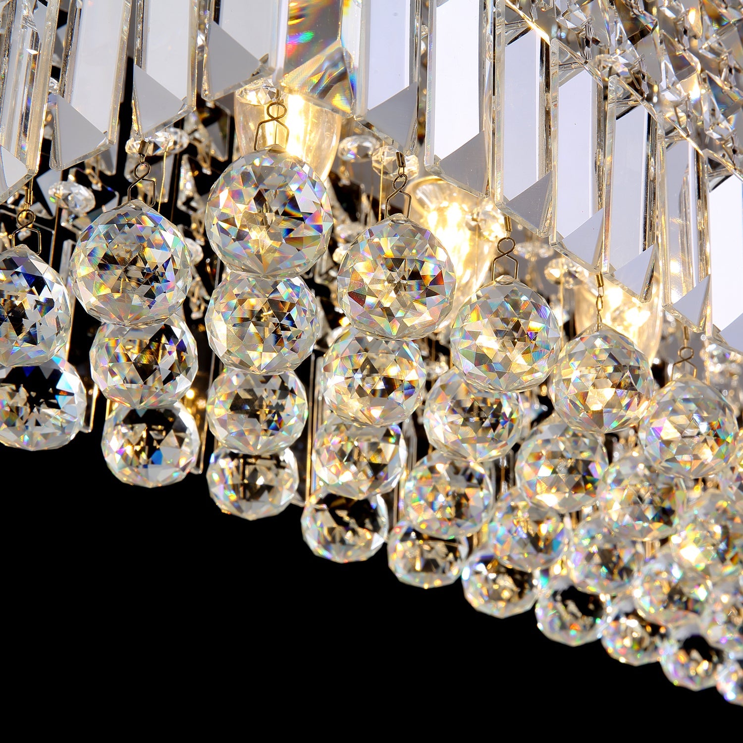 Linear K9 Glass Drop Ceiling Light Fixture for Dining Room & Kitchen – Chrome Finish | Thomler