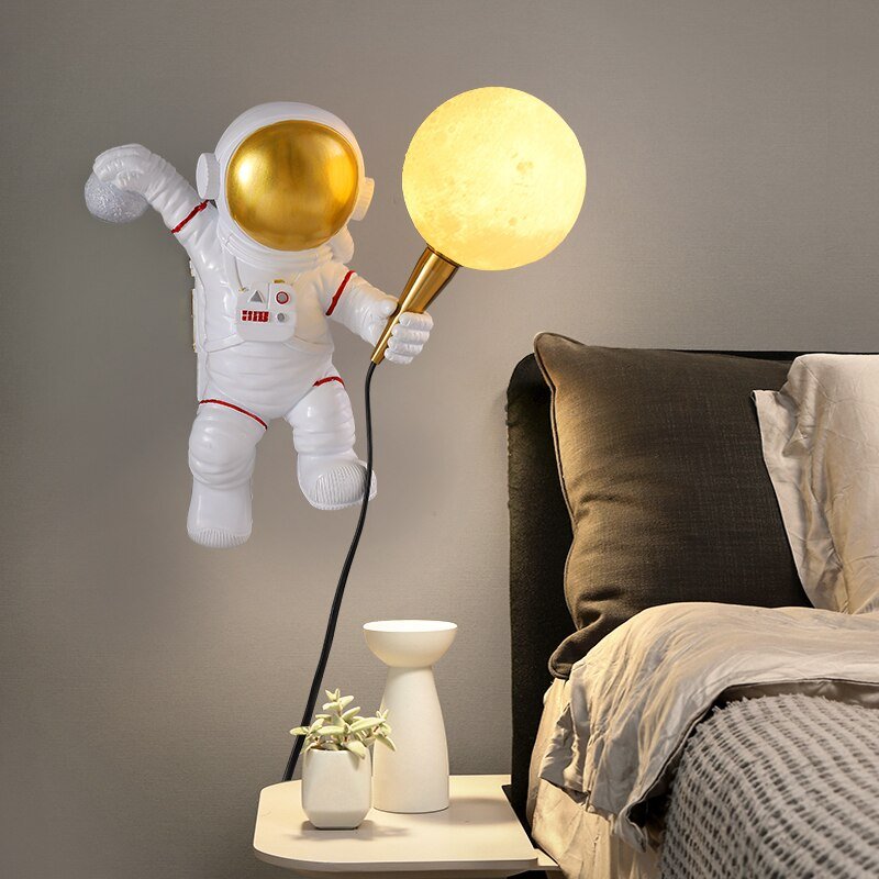 Table Lamp Resin 14 in Floating Astronaut Desk Bedroom Night Light Cosmic Decor | Thomler