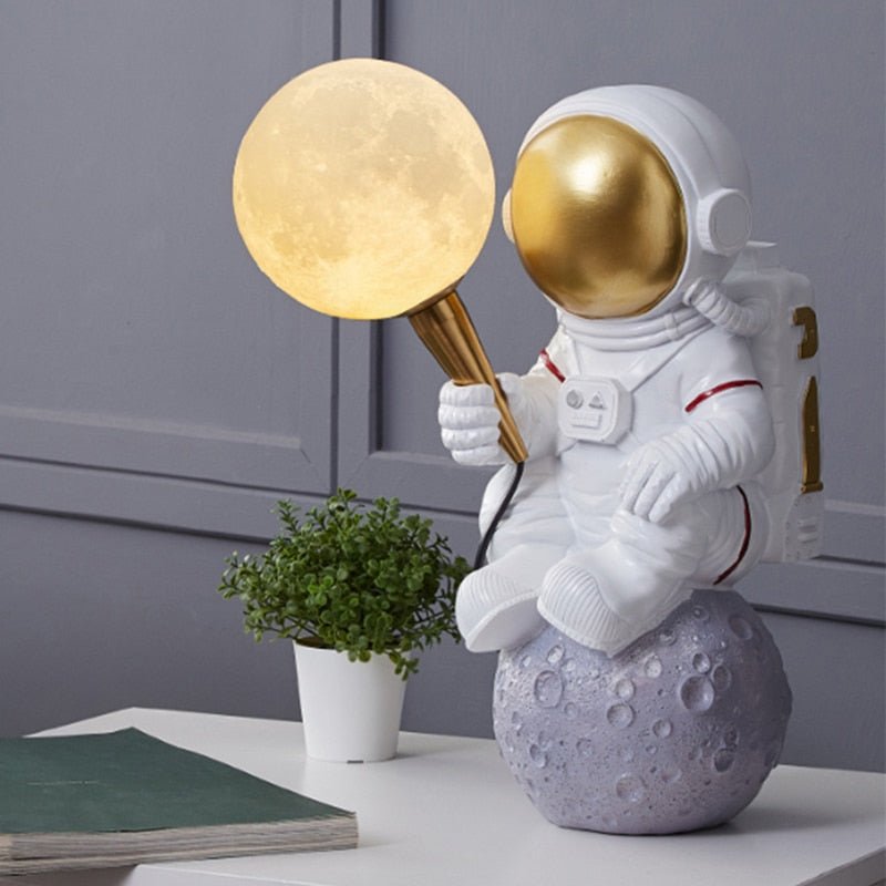 Table Lamp Resin 14 in Floating Astronaut Desk Bedroom Night Light Cosmic Decor | Thomler