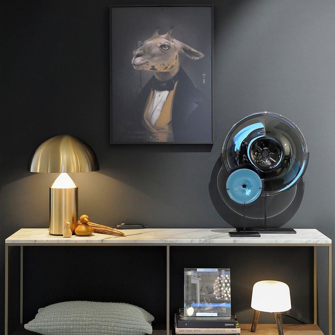 Geometric Table Lamp 13.8 in Metal Modern Bedroom Living Room Ambient Light Sculptural Design | Thomler