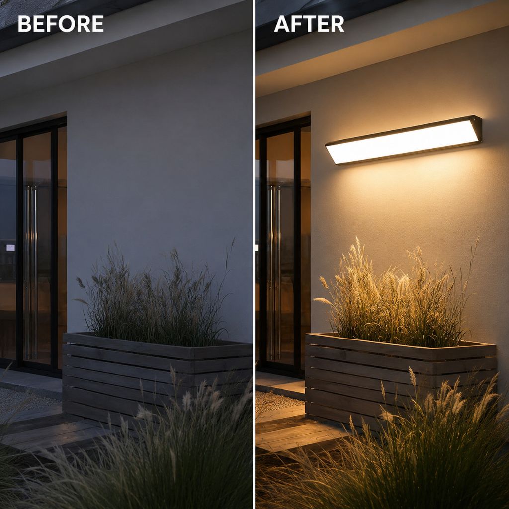 Outdoor LED Wall Sconce Hardwired Waterproof Aluminum Light Fixture for Patio Entry Garden in 4 Lengths Warm Neutral Cold White Black | Thomler