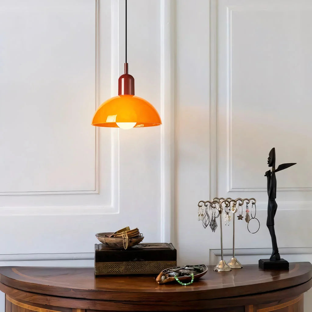 Pendant Light Glass 9.8 in and 11.8 in Colorful Bowl LED Ceiling Lamp for Living Room Dining Room Bedroom Modern Multi-Scene Lighting | Thomler