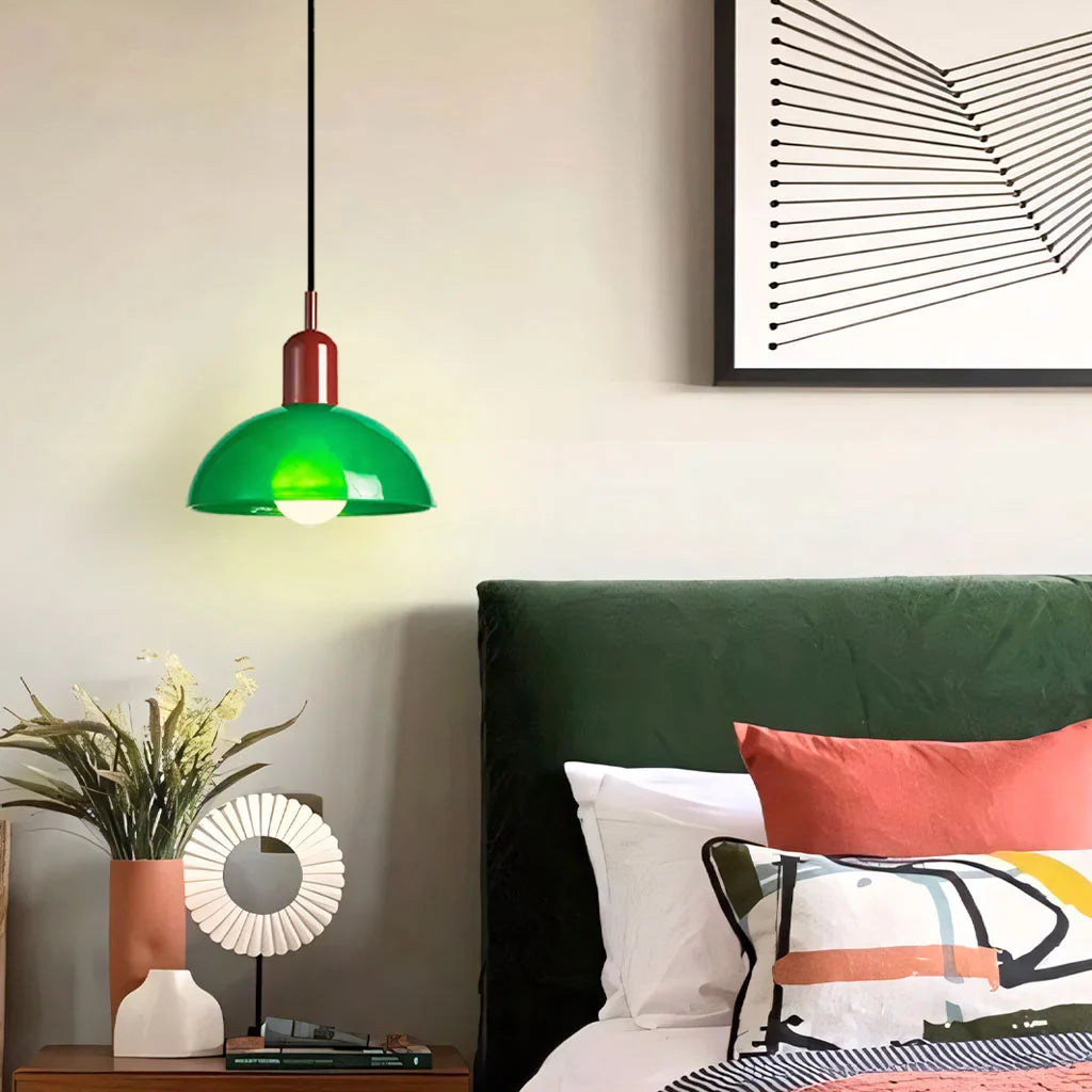 Pendant Light Glass 9.8 in and 11.8 in Colorful Bowl LED Ceiling Lamp for Living Room Dining Room Bedroom Modern Multi-Scene Lighting | Thomler