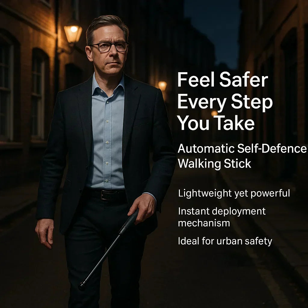 Telescopic Walking Stick with One-Click Deploy for Urban Safety & Trail Support 40-65 Inches Adjustable | Thomler