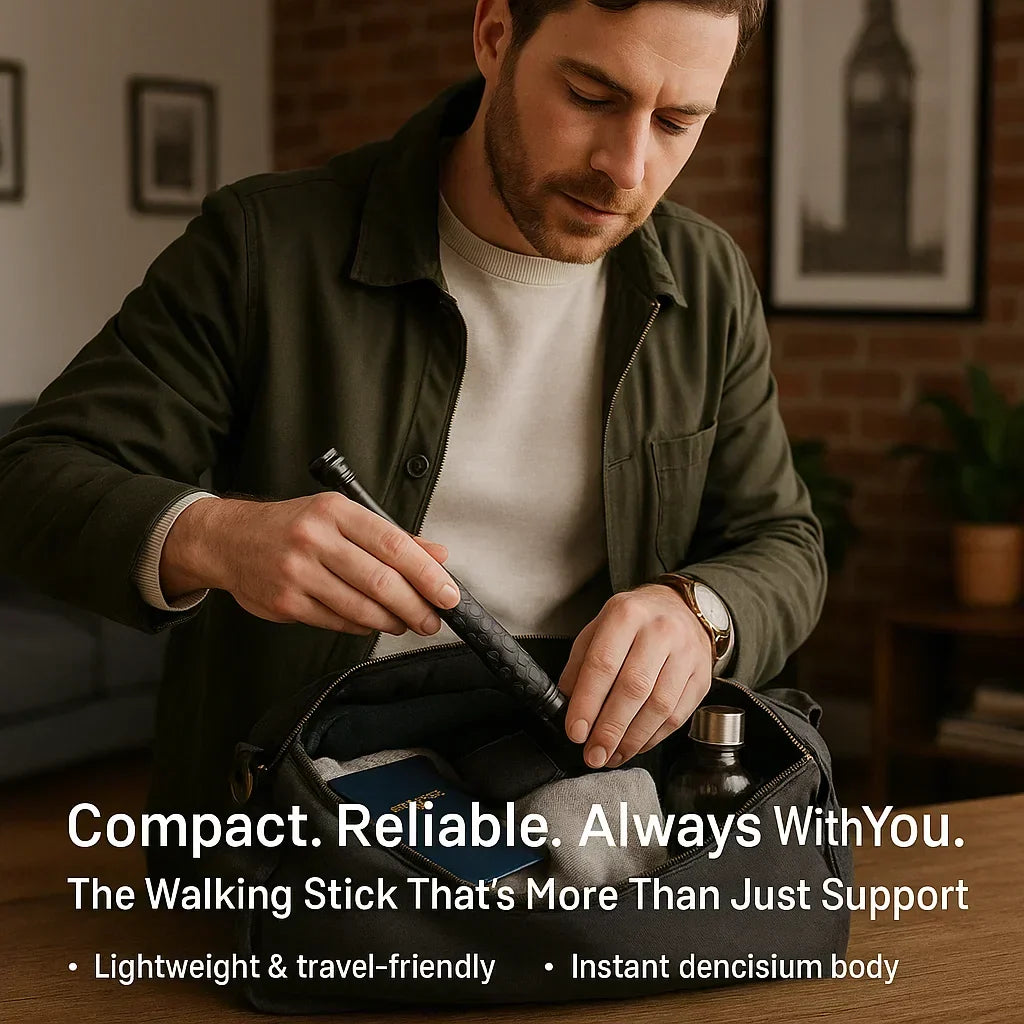 Telescopic Walking Stick with One-Click Deploy for Urban Safety & Trail Support 40-65 Inches Adjustable | Thomler
