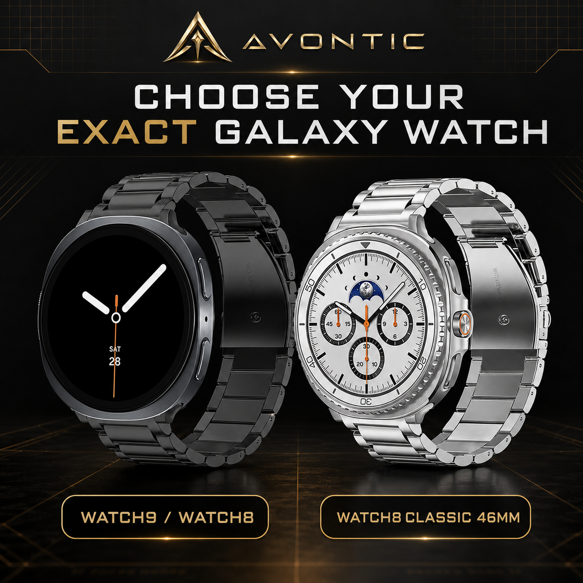 Stainless Steel Link Band for Galaxy Watch 9, Watch 8 & Watch 8 Classic – Premium Metal Bracelet Strap with Quick-Release Links – Fits | Thomler