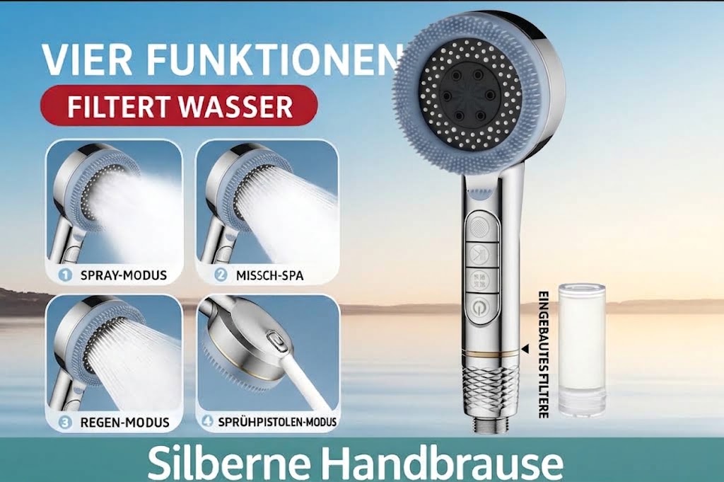 5-Mode High-Pressure Handheld Shower Head with Adjustable Holder & 59 in Hose | Thomler